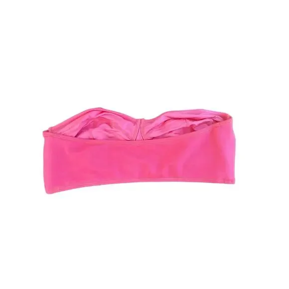 Its Now Cool The Bandeau Strapless Bikini Top Rose Pink Denim Size 8